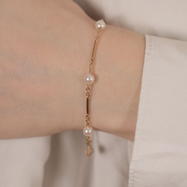 Pearl bracelet yellow gold...