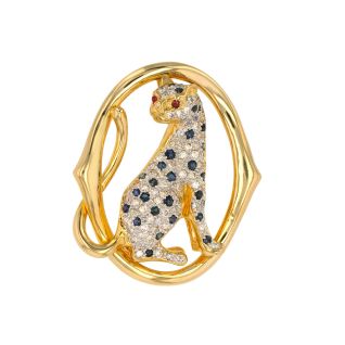 Broche panthère diamants...