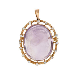 Broche vintage améthyste et...