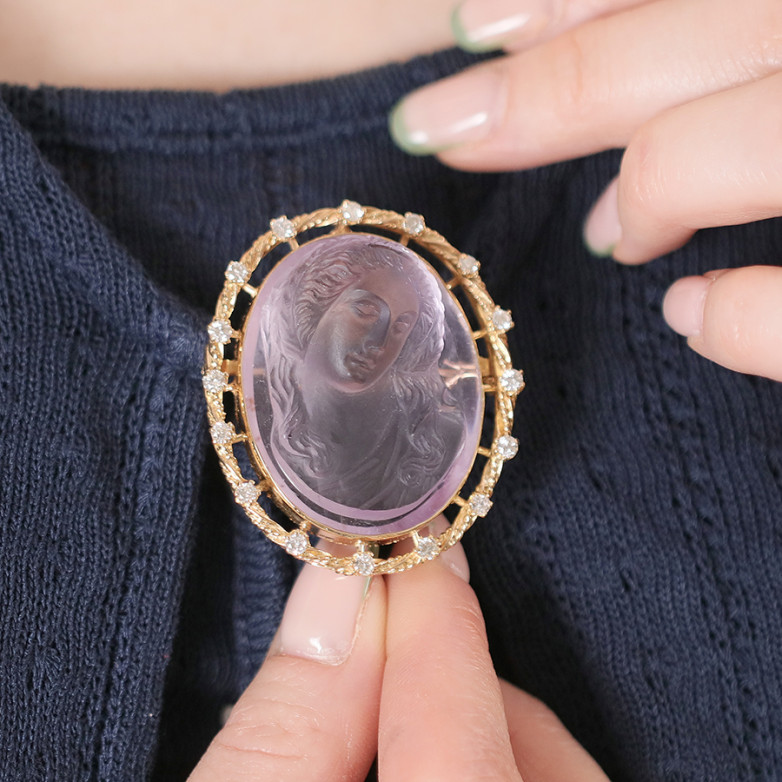 Broche vintage améthyste et...
