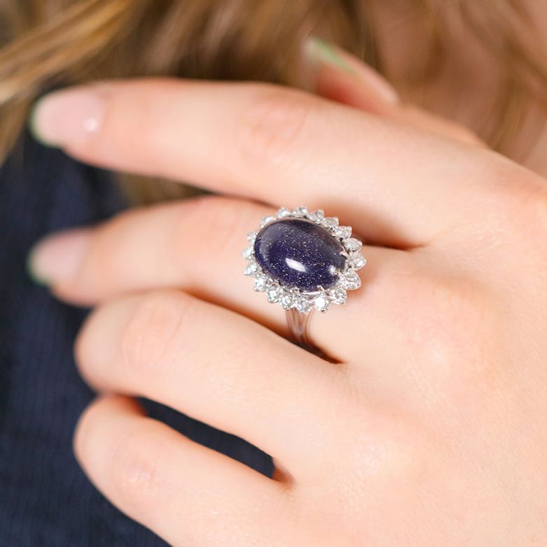 Vintage blue goldstone and...
