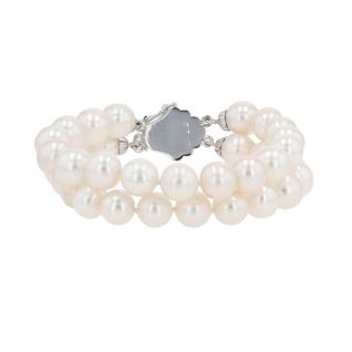 Vintage white gold cultured...