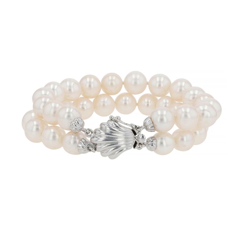 Vintage white gold cultured...