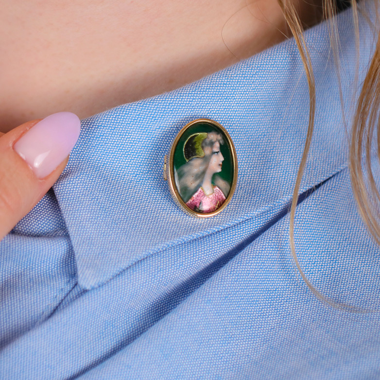 Limoges enamel brooch in...