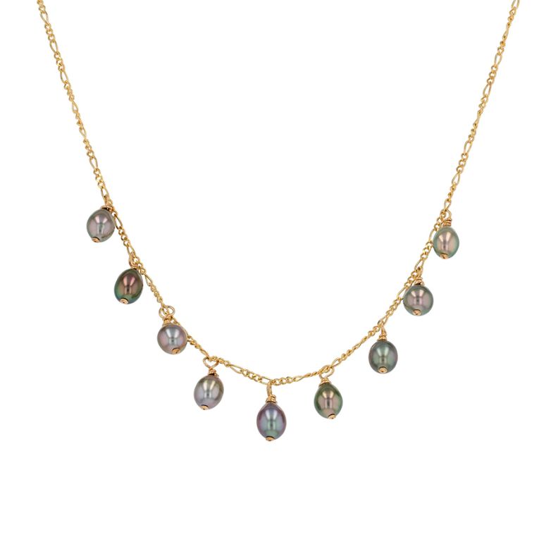 Yellow gold pearl necklace...