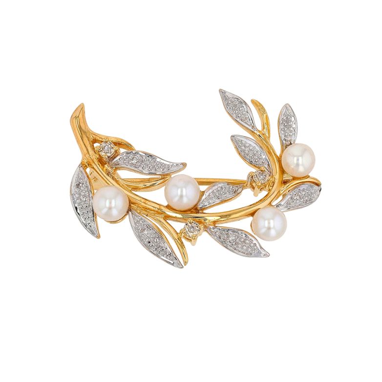 Pearl and diamond brooch...