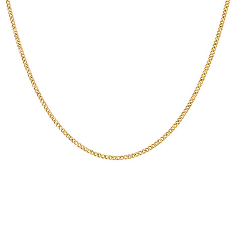 Curb chain in yellow gold...
