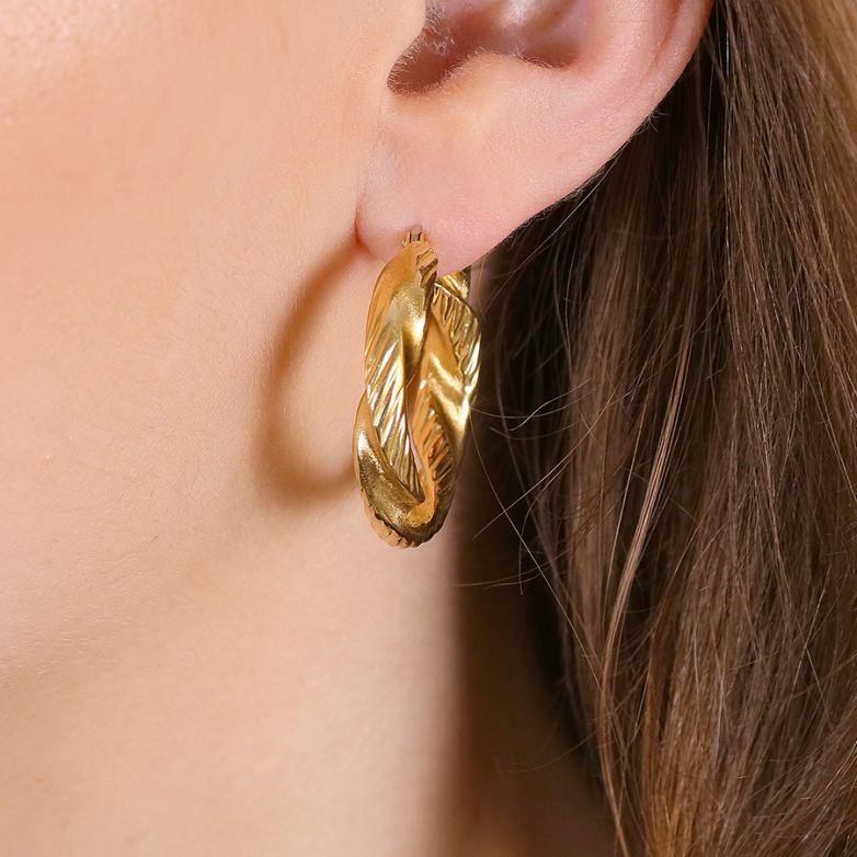 Yellow gold hoop earrings...