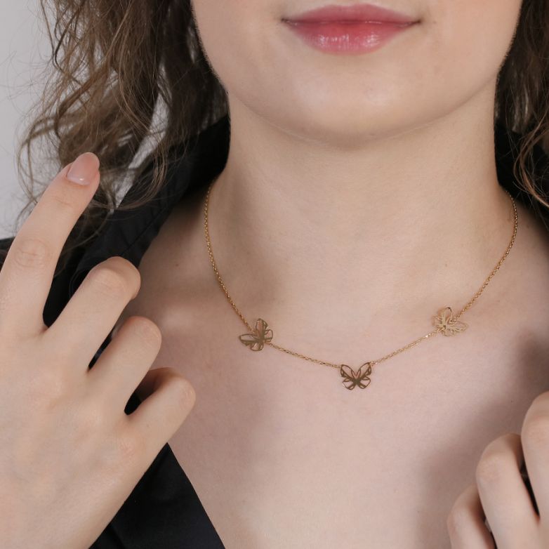 Yellow Gold Butterfly-Motif...