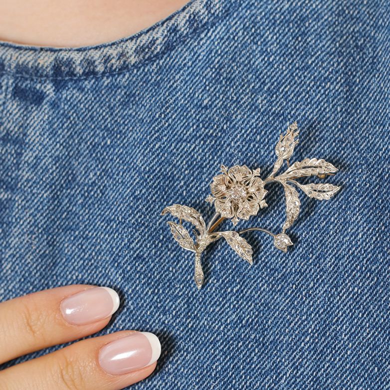 Antique diamond brooch,...