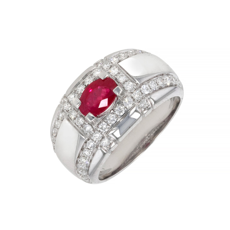 Bague rubis 0.84 carat et...