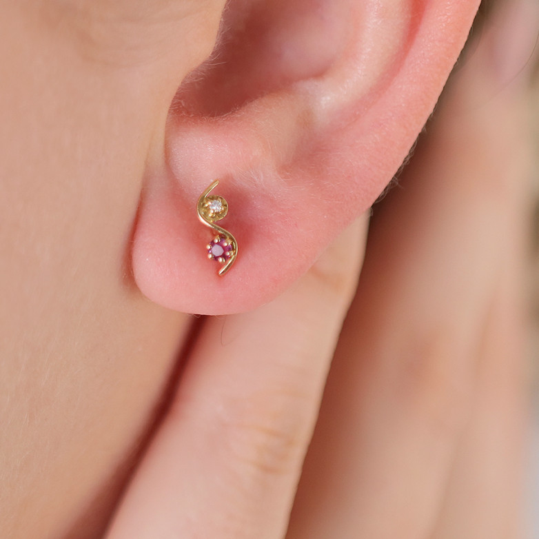 Earrings with 0.02-carat...