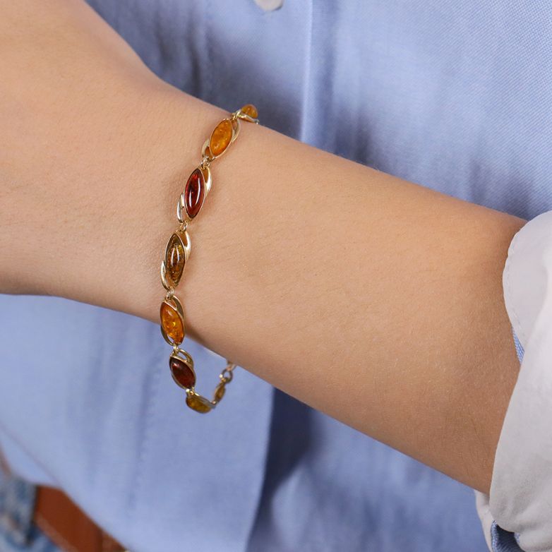 Yellow Gold Amber Bracelet,...