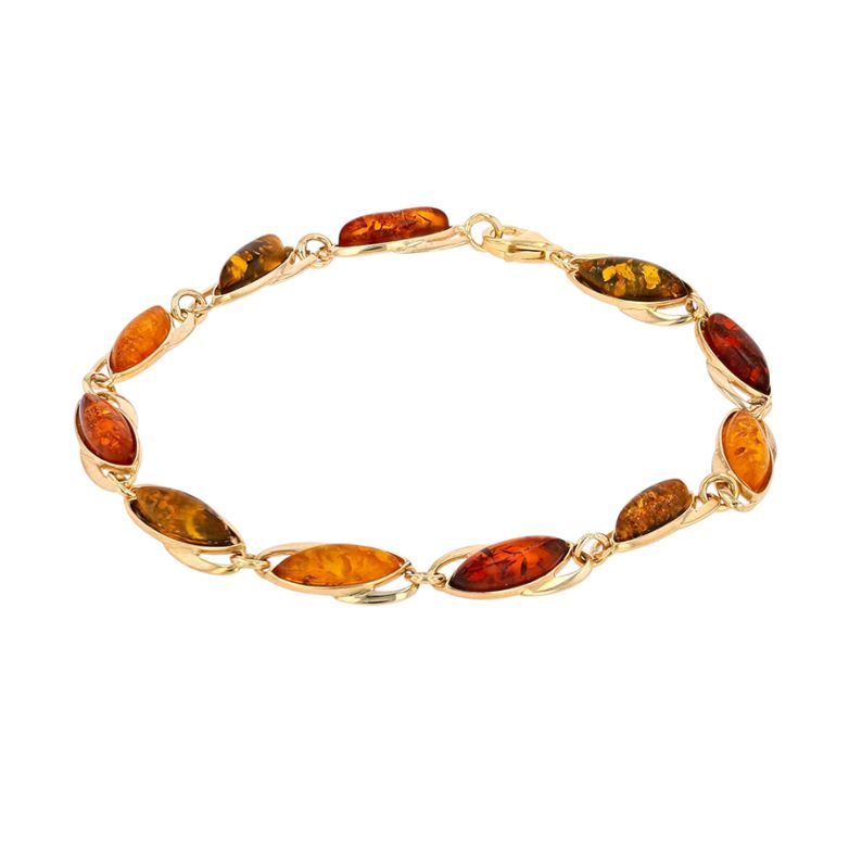 Yellow Gold Amber Bracelet,...