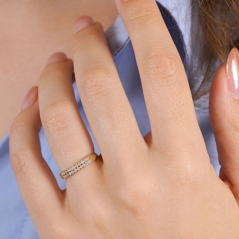 Double-row diamond wedding...