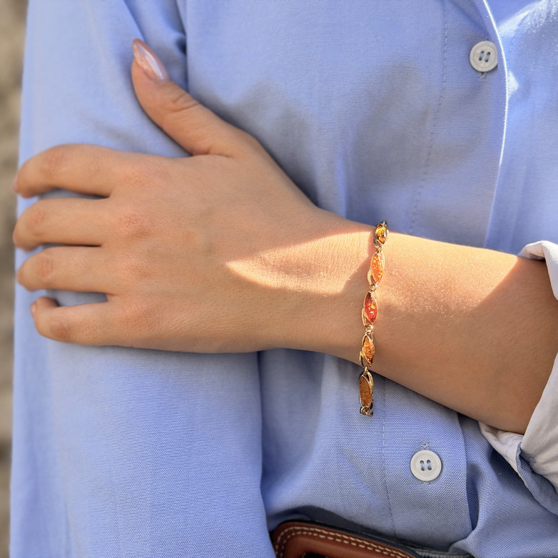 Yellow Gold Amber Bracelet,...