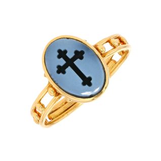 Vintage onyx ring in yellow...