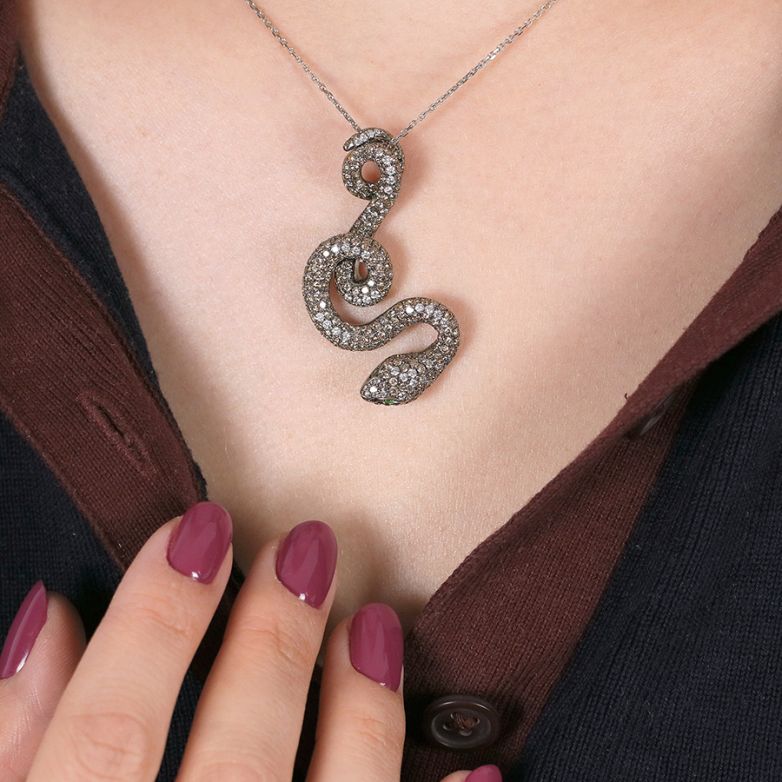 Snake Pendant with Emeralds...