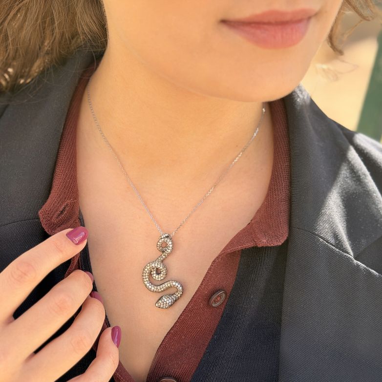 Snake Pendant with Emeralds...