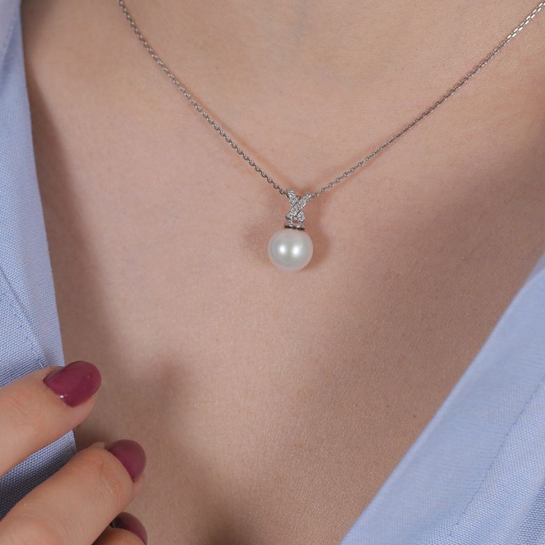 Pearl and Diamond Pendant,...