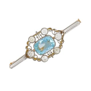 Antique aquamarine brooch,...