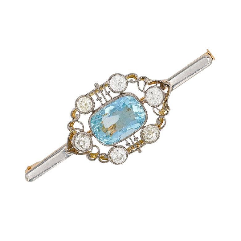 Antique aquamarine brooch,...