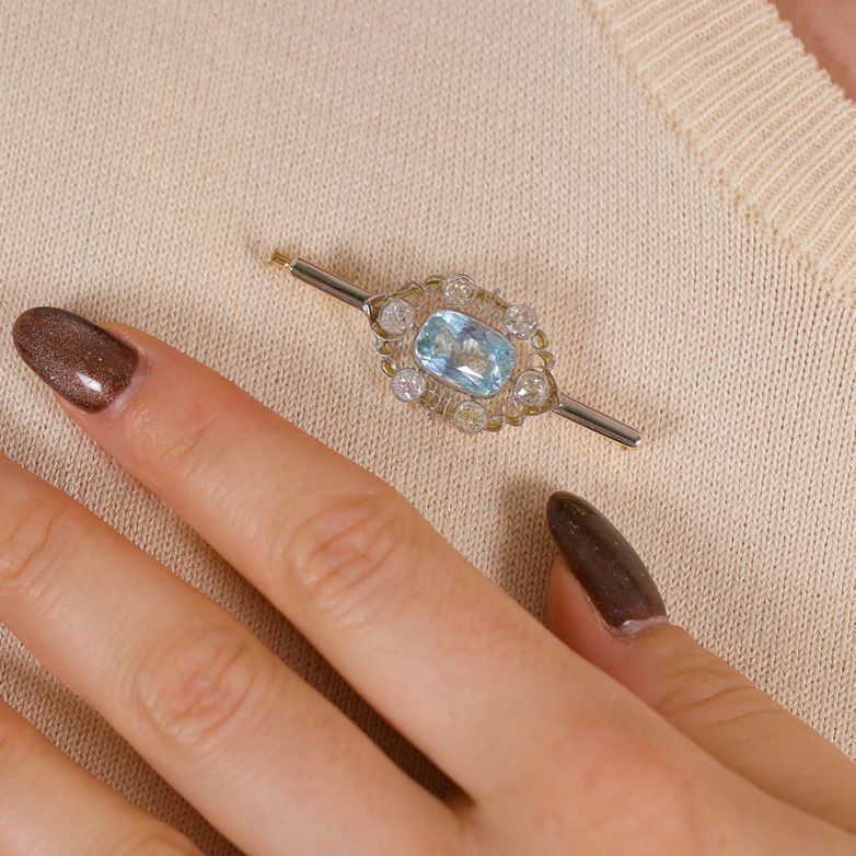 Antique aquamarine brooch,...
