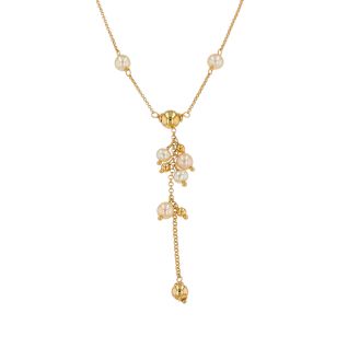 Yellow Gold Pearl Necklace,...