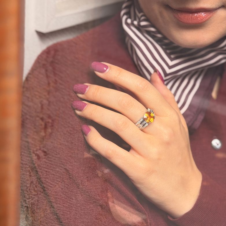 Orange Sapphire Ring, 4.08...