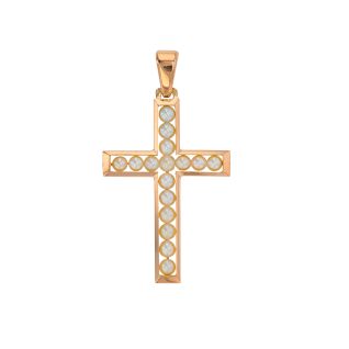 Yellow Gold Beaded Cross,...