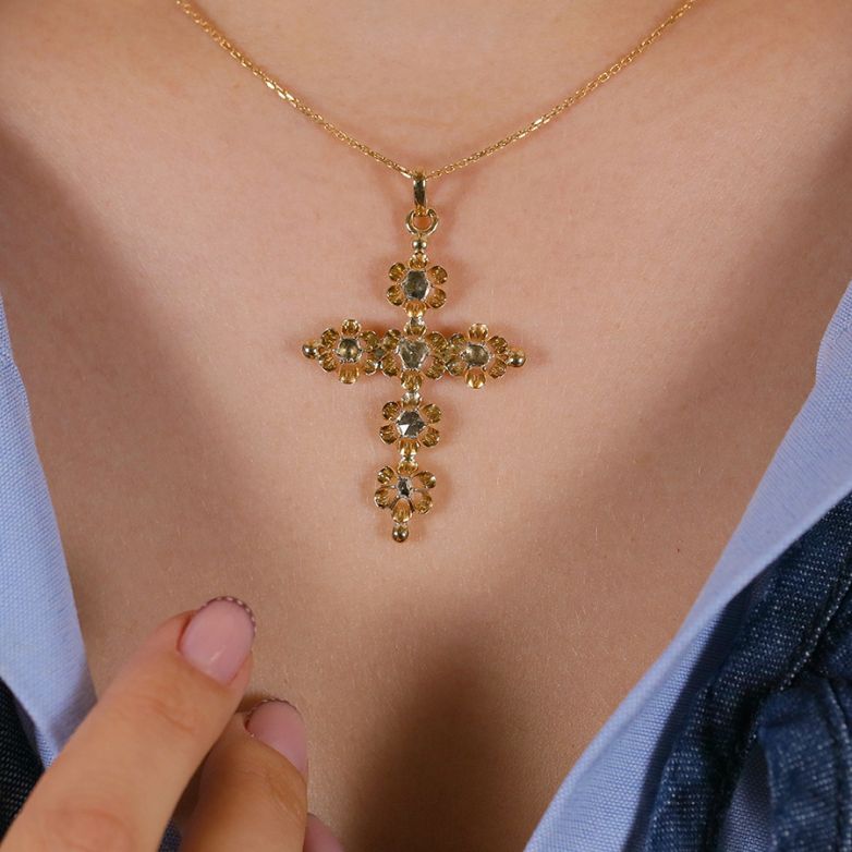 Antique pink diamond cross...