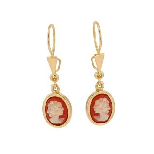 Yellow Gold Cameo Earrings,...