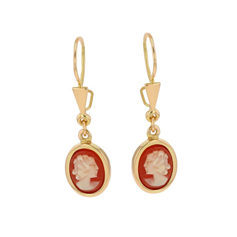 Yellow Gold Cameo Earrings,...