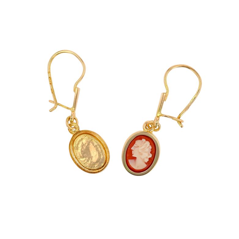 Yellow Gold Cameo Earrings,...
