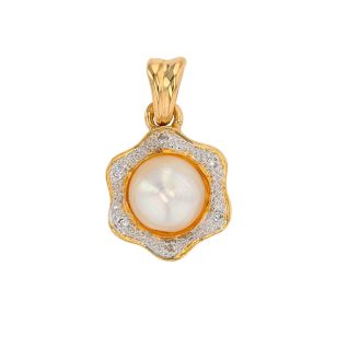 Pearl and diamond pendant,...