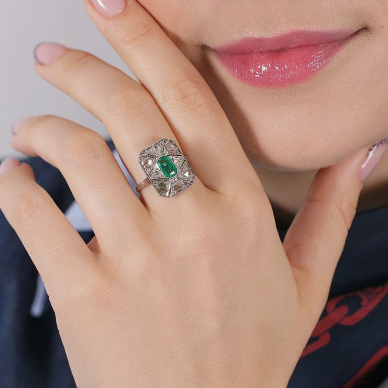 Bague vintage émeraude 0.52...